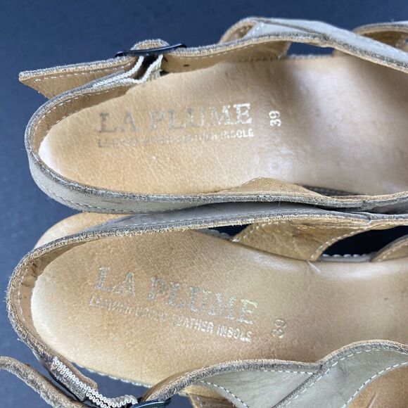 Women's La Plume Beige Leather Sandals - Size EU 39 / US 8.5 Pre Owned - Picture 12 of 16